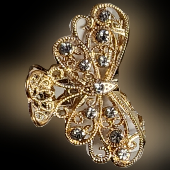 NWT Medium Rhinestone Gold Enamel Claw Hair Clip! - Picture 9 of 16